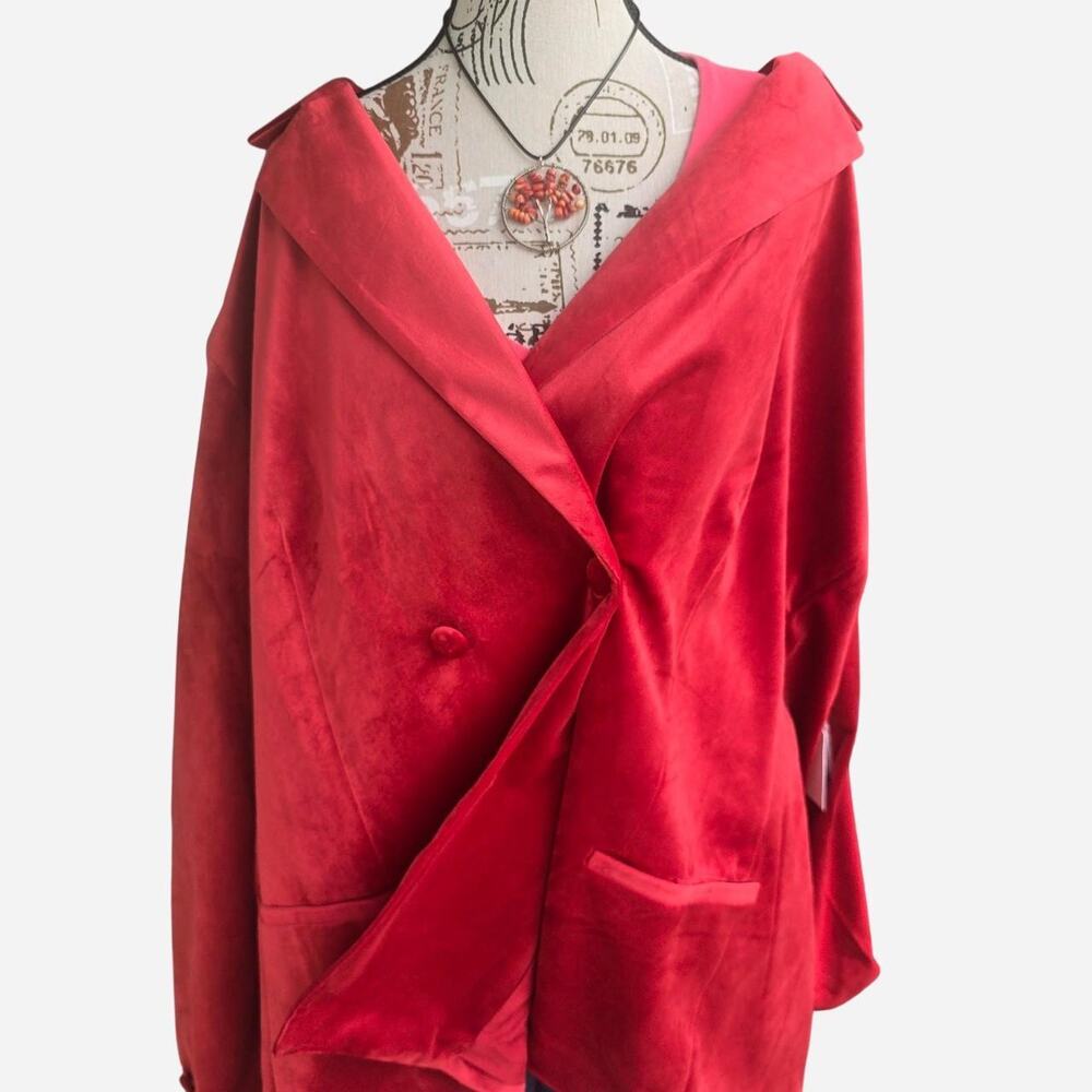 NWT Plus Size Red suede blazer with button front and pockets